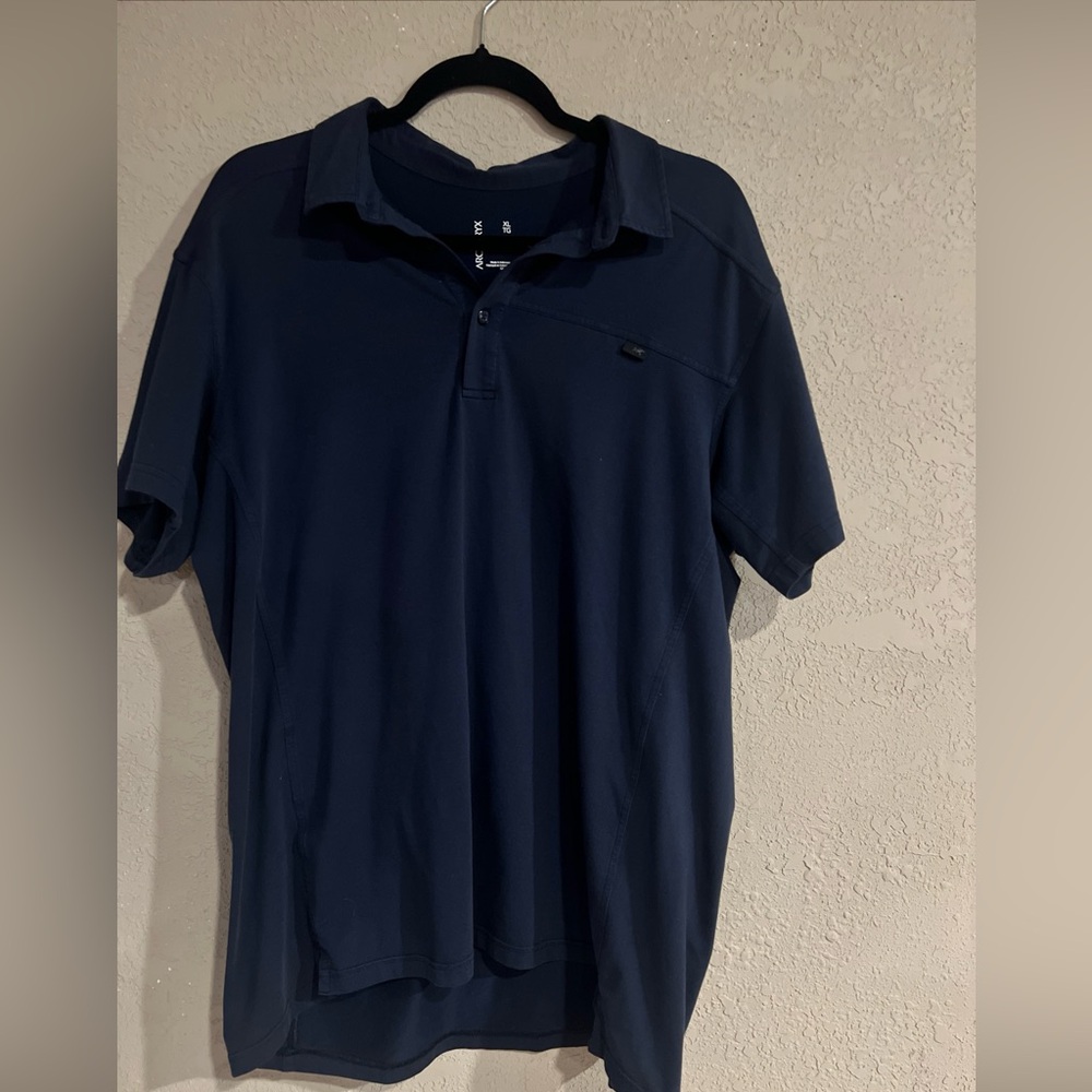 Arc'teryx Navy Men's XL Captive Polo Short Slv Cotton Blend Performance Shirt